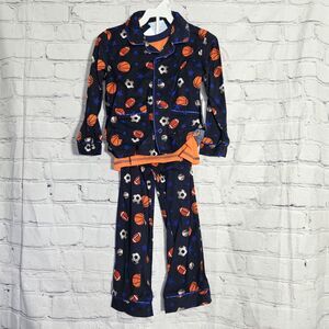 NEW Bunz Kidz Boys Size 4 Sports 3pc Pajama Set Blue FR